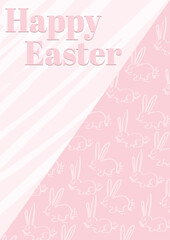Fototapeta na wymiar Digital png illustration of happy easter text with pink bunny pattern on transparent background