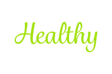 Digital png illustration of green healthy text on transparent background