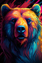 Couverture de livre illustration d'un ours brun coloré » IA générative