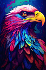 Couverture de livre illustration d'un aigle royale aux plumes colorées » IA générative