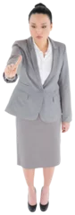 Photo sur Aluminium Lieux asiatiques Digital png photo of asian businesswoman pointing with finger on transparent background