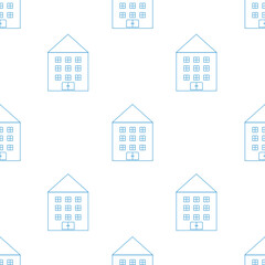 Digital png illustration of blue house pattern on transparent background