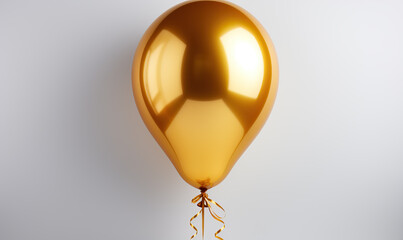 Golden festive balloons on a white background.