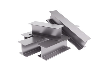 Metal products. H-Beam steel. industrial business. 3D rendering.
