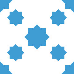 Digital png illustration of blue star pattern with copy space on transparent background