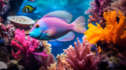 Naklejka na ściany i meble Colorful fish in sea