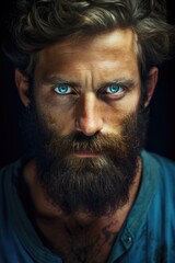 Obraz premium A man with blue eyes and a beard