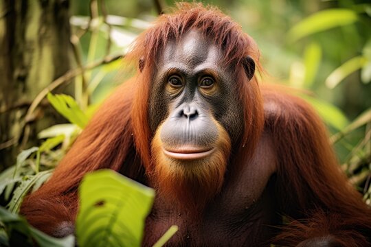 A picture of an orangutan in a jungle