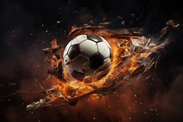 Fototapeta premium A soccer ball is being hit by a net