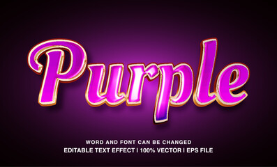 Purple editable text effect template, 3d bold glossy luxury typeface, premium vector