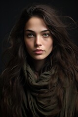 Fototapeta premium A woman with a bow and arrow in a forest ai generated
