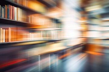 Abstract blur and defocused bookshelf