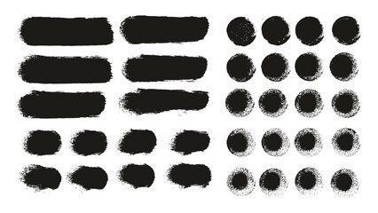 Round Sponge Thick Artist Brush Straight Lines Mix High Detail Abstract Vector Background Mix Set 
