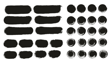 Round Sponge Thick Artist Brush Straight Lines Mix High Detail Abstract Vector Background Mix Set 