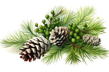 Fototapeta premium Bow pine cones berries