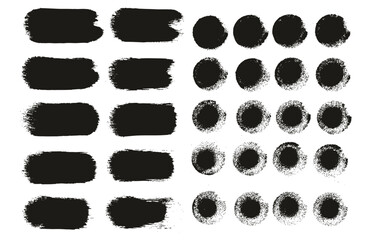 Round Sponge Thick Artist Brush Straight Lines Mix High Detail Abstract Vector Background Mix Set 