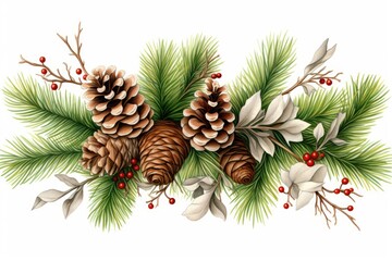 Fototapeta premium Bow pine cones berries