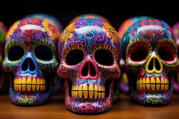 Colorful skulls mexican handicrafts