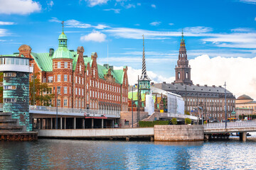 Scenic waterfront of Copenhagen colorful view