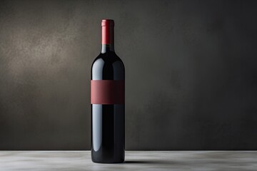 Front view red wine bottle on the grey surface