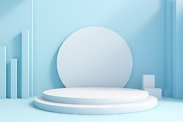 Minimal scene with podium and abstract background