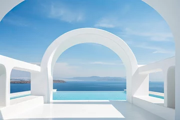 Tuinposter Modern white portico in Greece © Tymofii