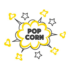Popcorn logo POPCORN label icon great fit for cartoon box with red stripes