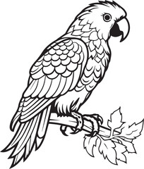 Parrot Black And White, Vector Template for Cutting and Printing