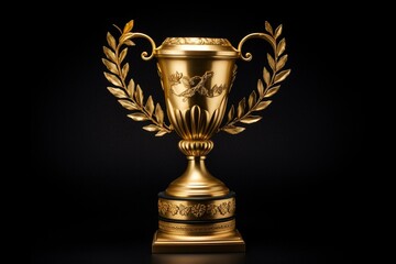 Fototapeta na wymiar A gold trophy with laurel wreaths design. Generative AI
