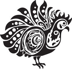 Obraz premium Chicken Black And White, Vector Template for Cutting and Printing
