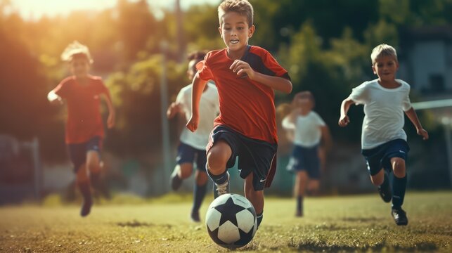 Fototapeta child of people playing soccer 