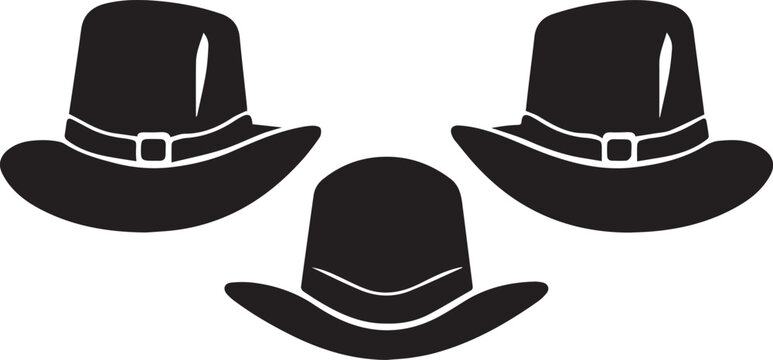 Pilgrim Hats Black And White, Vector Template for Cutting and Printing