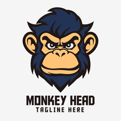 Ape animal template, cool monkey head mascot logo, and icon badge emblem for sports and esports.
