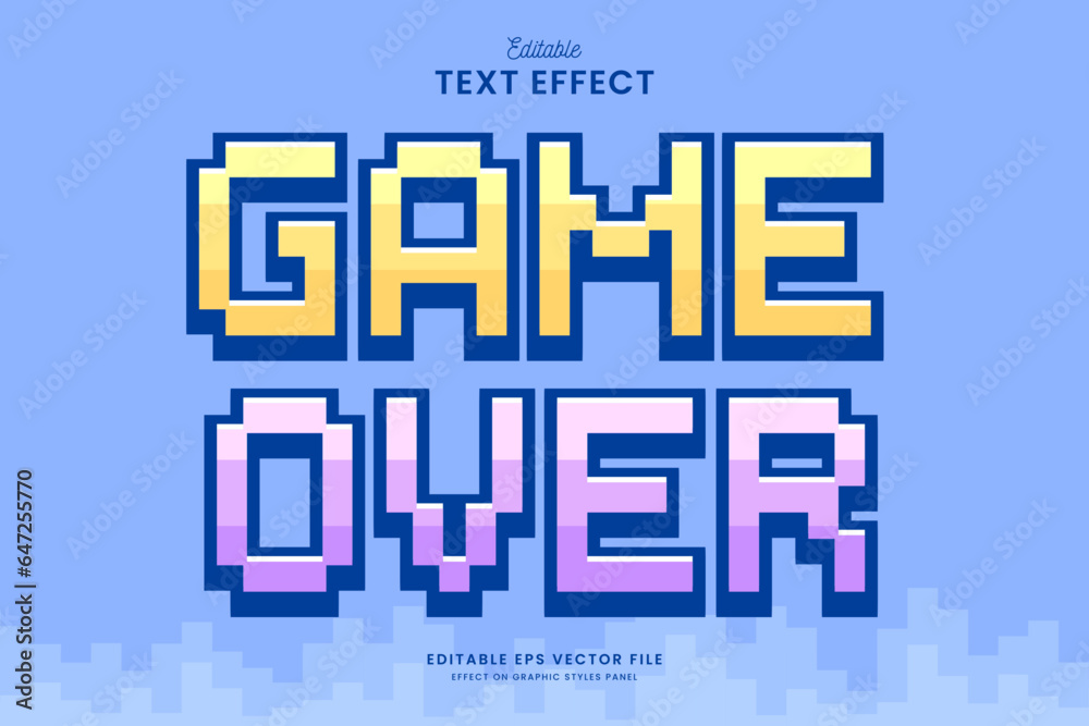 Wall mural decorative editable pixel game over text effect vector design