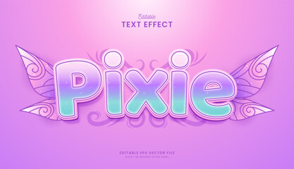 decorative cute fairy pixie fantasy editable text effect vector design