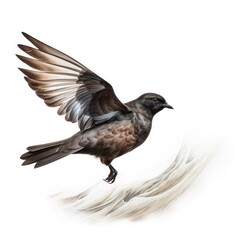 Leachs storm-petrel bird isolated on white background.