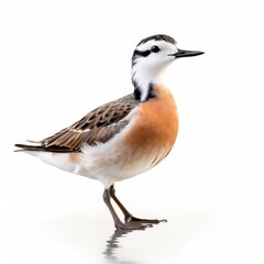 Wilsons phalarope bird isolated on white background.