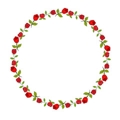 red rose flower art drawn round frame