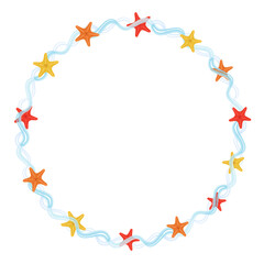 starfish on ocean waves art drawn round frame