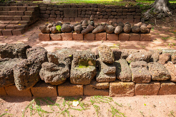 Stone for building castles in Si Thep historical park It is an architecture in the Dvaravati period...