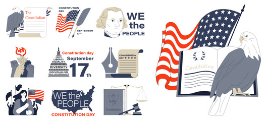 American constitution day set. National USA holiday on September 17th.