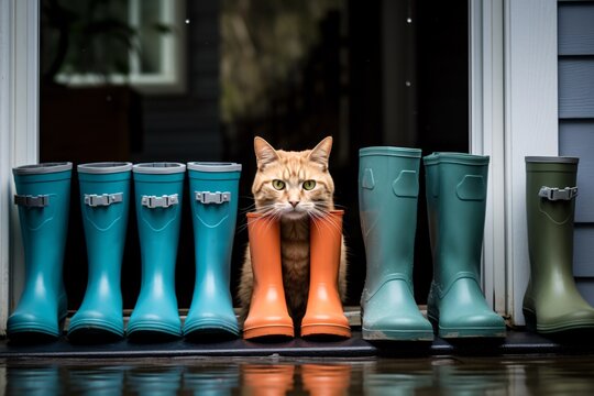 Rainboots and a cat