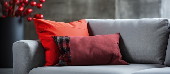 Close up of contemporary furniture featuring cushions