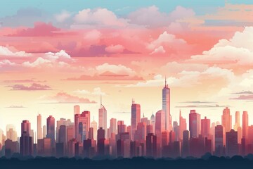 Urban skyline full of tall buildings. Generative AI