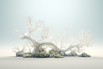 White 3D seaweed rendering. Generative AI