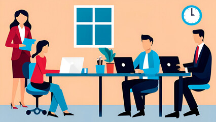 illustration of a people working in the office. Coworking