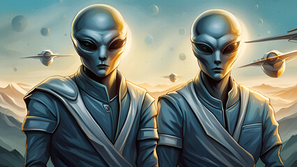 Two aliens in a galactic environment 