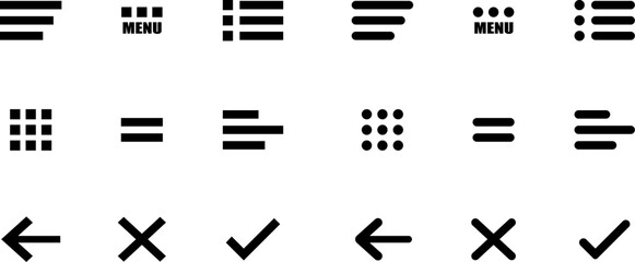 Set of hamburger menu flat icons. Vector illustration