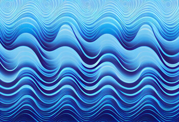 Rhythmic waves, seamless blue vector pattern. Generative AI
