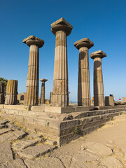 Ancient columns of Athena Temple, Assos, Canakkale, Turkey , The Temple of Athena in the archaeological site of ancient Assos in Behramkale, Turkey